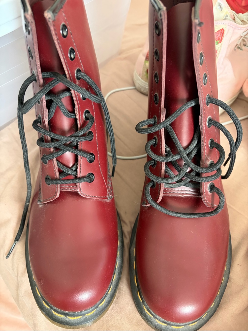 Dr. Martens Women's Cherry Red Lace-Up Combat Boots sz 10 never worn